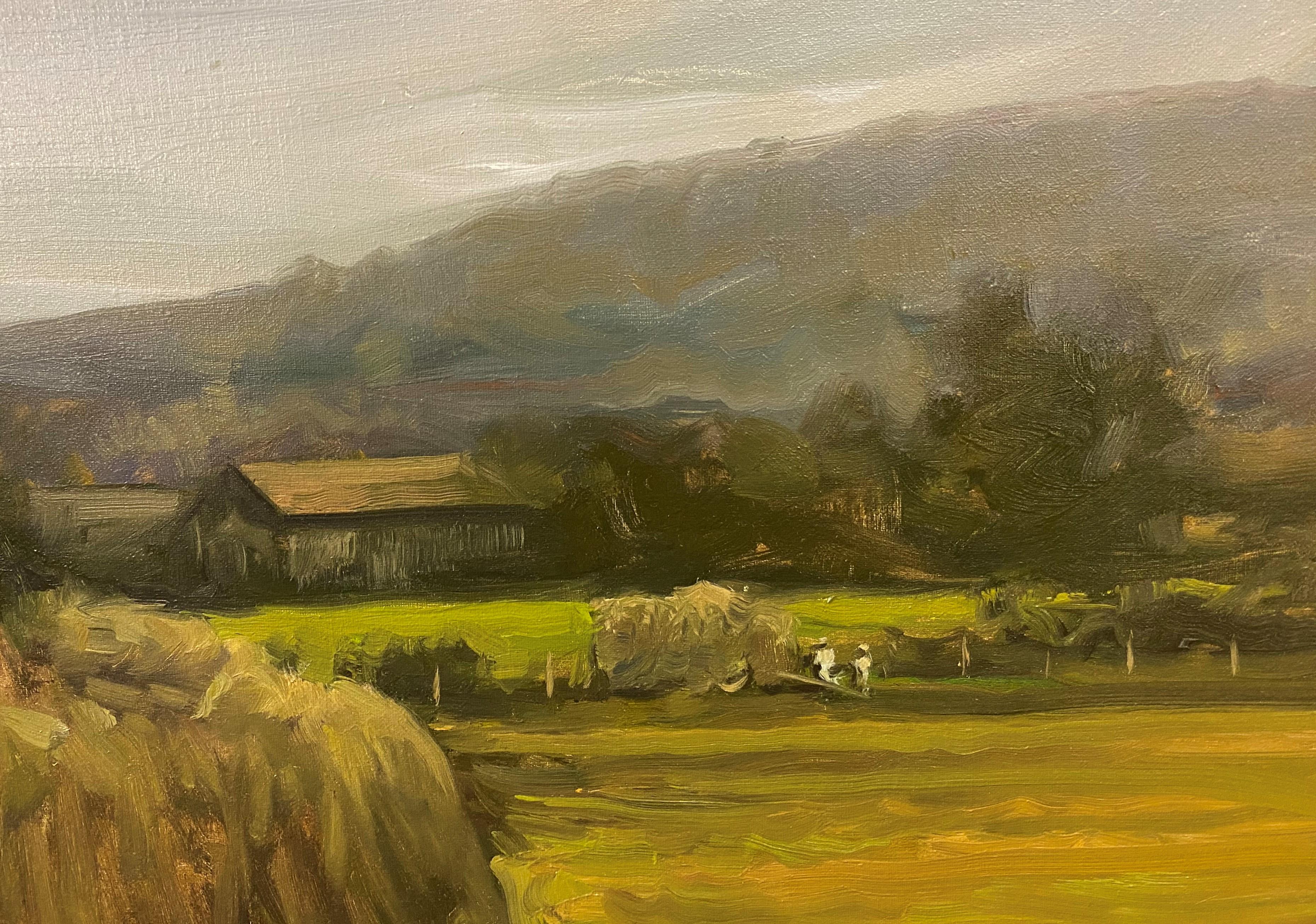 Harvest, Approaching Storm - Tonalist Painting by Dennis Sheehan