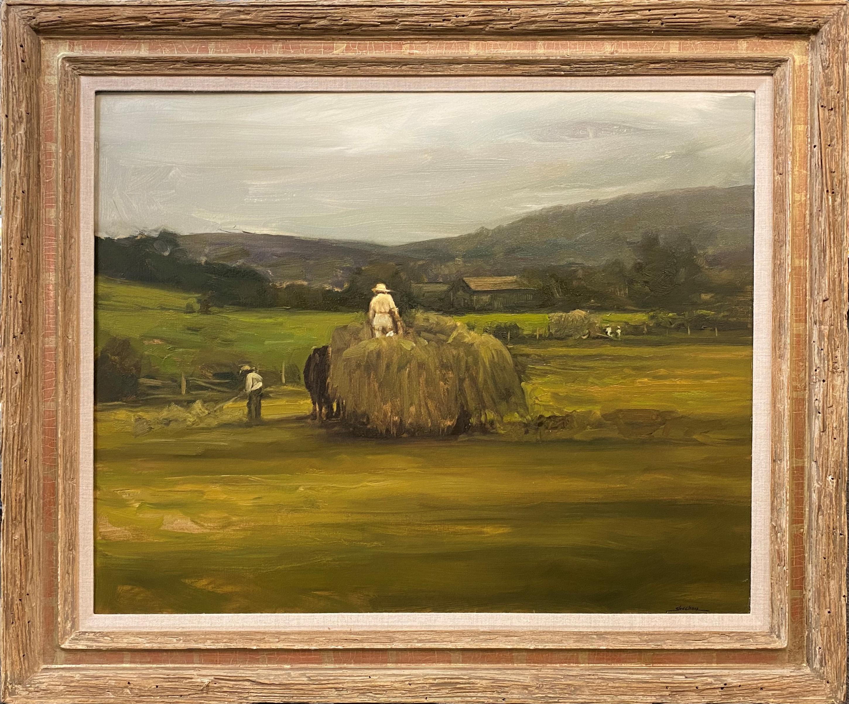 Dennis Sheehan Landscape Painting - Harvest, Approaching Storm