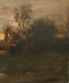 "Last Light on the Marsh" Dennis Sheehan, Reflections, Tonalist, Orange Sunset