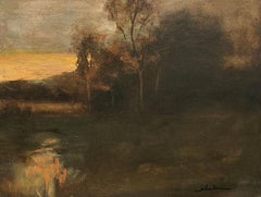 "Last Light on the Marsh" Dennis Sheehan, Skyscape, Dusk, Sunset Light, Orange