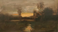 "Last Light on the Marsh" Dennis Sheehan, Skyscape, Dusk, Sunset Light, Orange