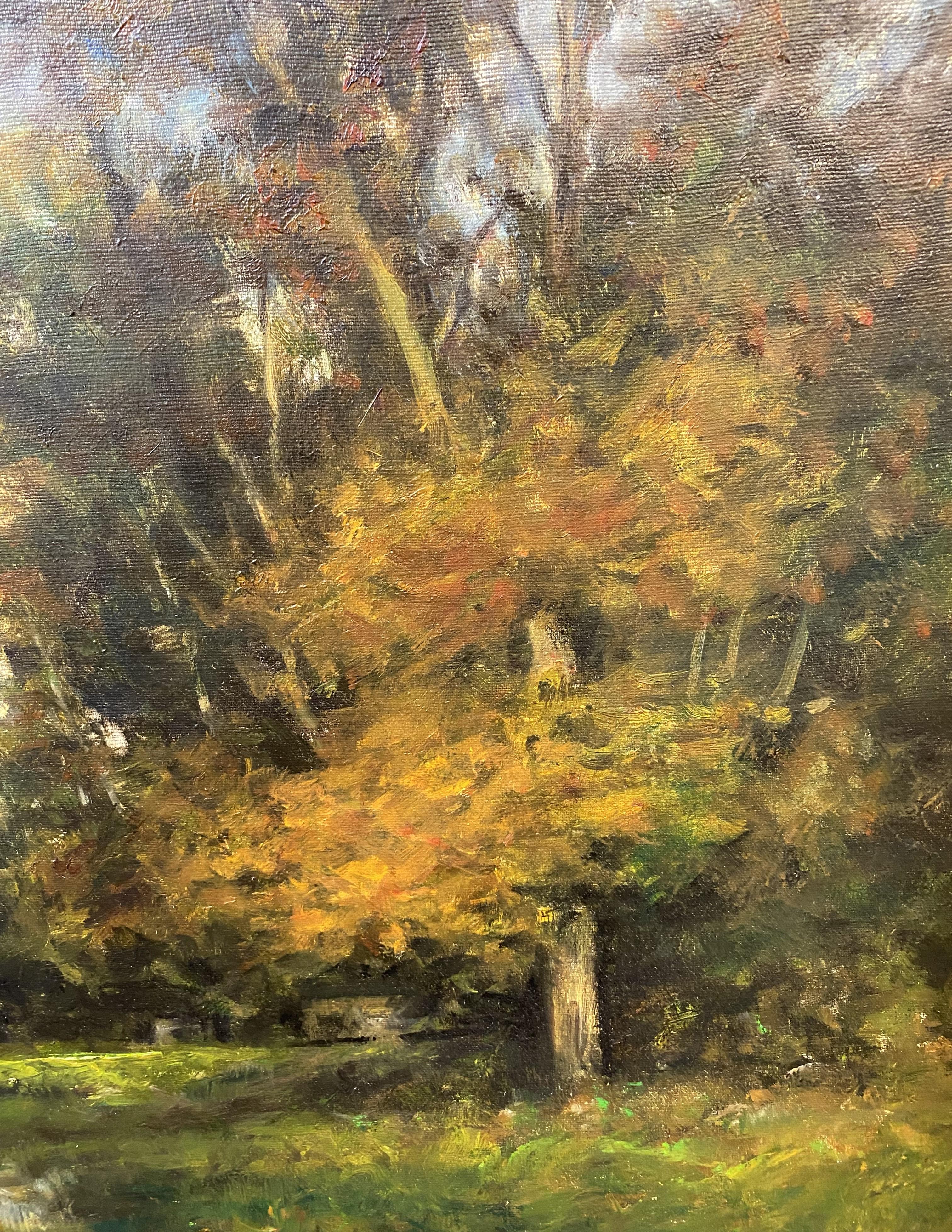 Le foglie iniziano a cambiare - Painting Tonalismo di Dennis Sheehan