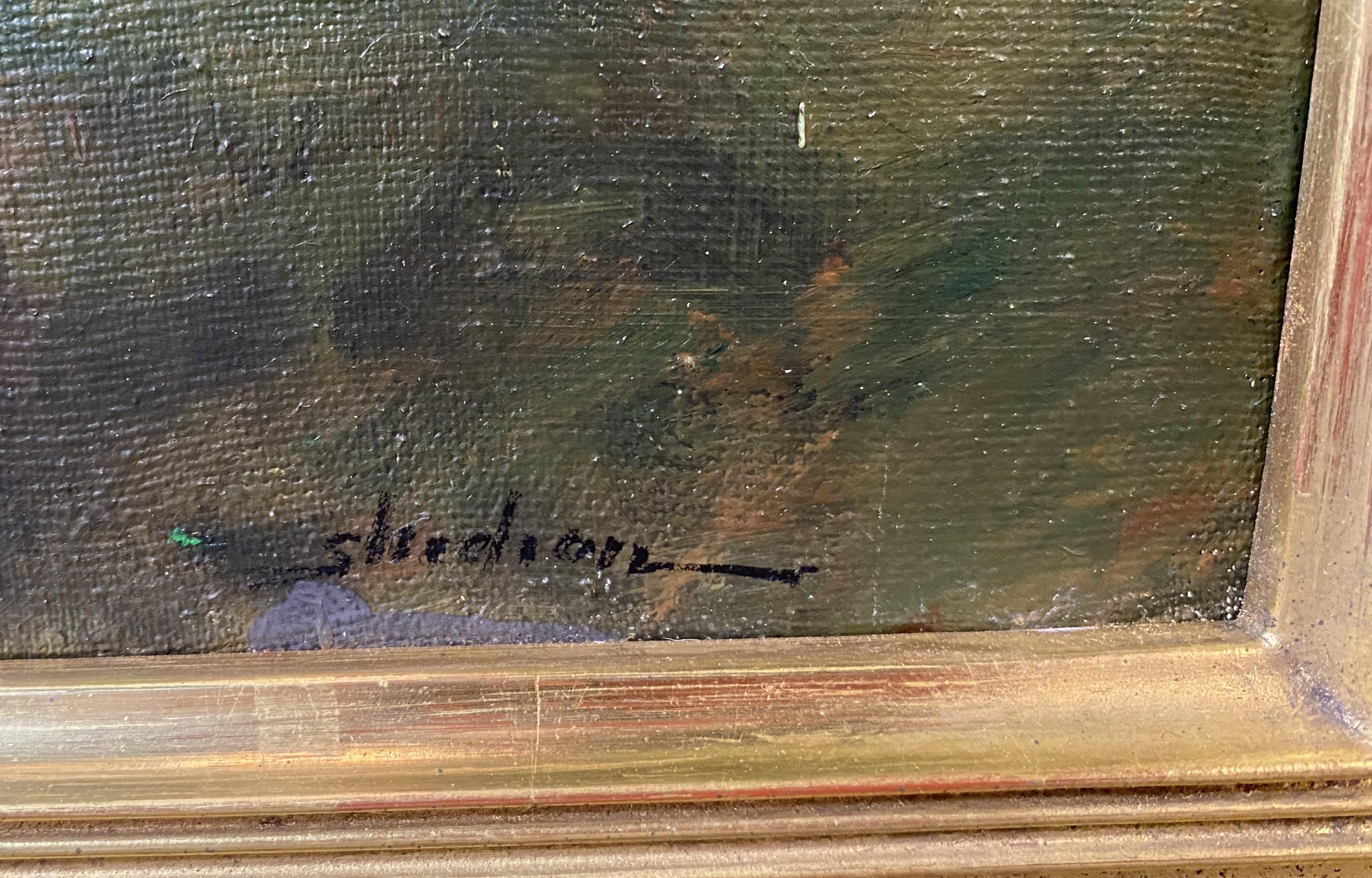 Un bel paesaggio tonalista con foglie che iniziano a cambiare vicino a una palude dell'artista contemporaneo americano Dennis Sheehan (nato nel 1950). Sheehan nacque a Boston, nel Massachusetts, e divenne famoso come pittore tonalista nello stile