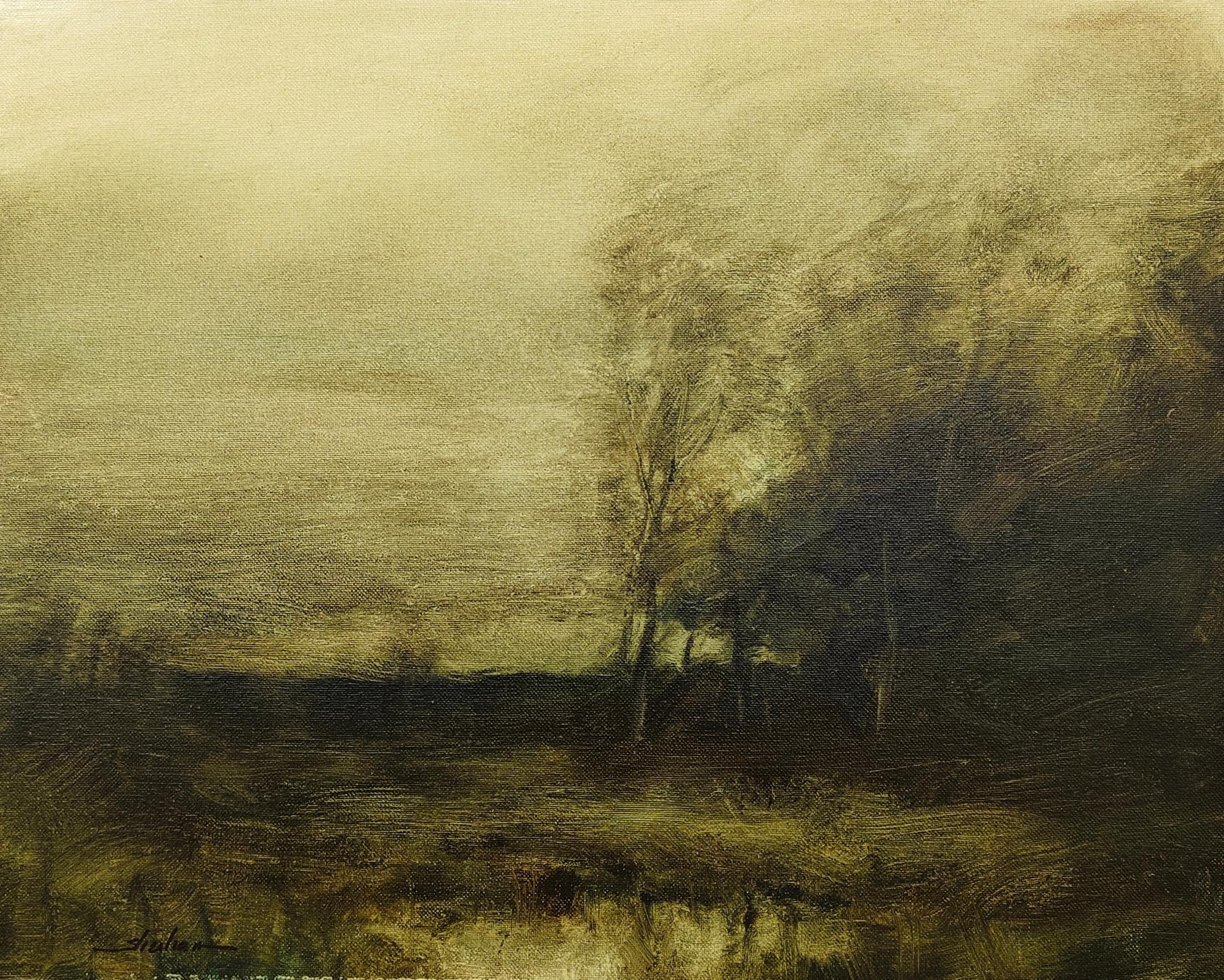 "New England Spirit" Dennis Sheehan, Cloudy Day, Atmospheric Dark Impressionism