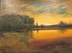 "New England Sunset" Dennis Sheehan, Water Reflections, Bright Dusk Skyscape