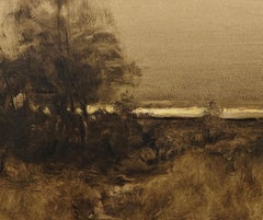 "Pleasant Day" Dennis Sheehan, Cloudy Sky, Atmospheric Marsh Landscape, Evening