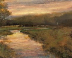 "Quiet by the Stream" Dennis Sheehan, Sunset Reflections in Water, Skyscape