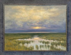 „Quiet Splendor“ Traditionelle Landschaft, Aquarell, gerahmt, Öl auf Leinwand, Gemälde