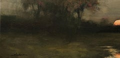 "Rising Moon on the Marsh" Dennis Sheehan, Bright Moon, Evening Marsh Landscape
