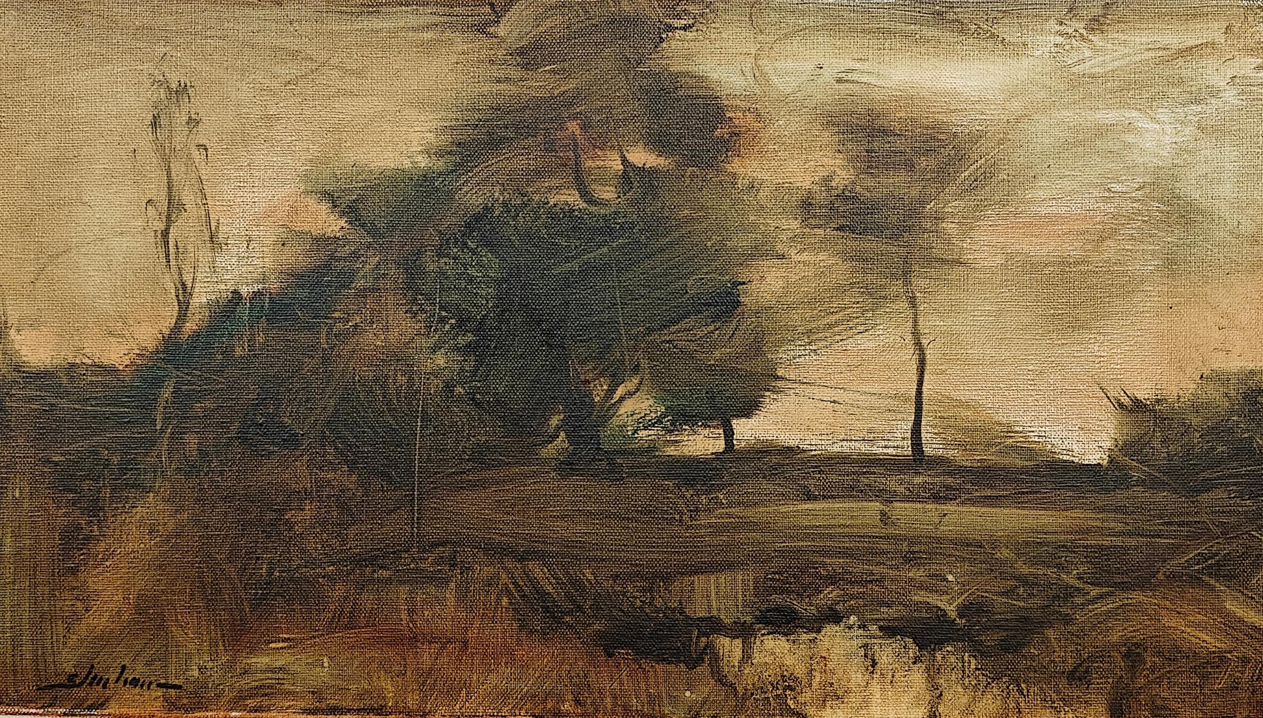 Dennis Sheehan
Rustling Trees, circa 2025
Signed lower left
Oil on canvas
10 x 18 inches


Dennis Sheehan was born in Boston in 1950. His work is based upon the Barbizon School with faithful adherence to his 19th century precursors. In the tradition