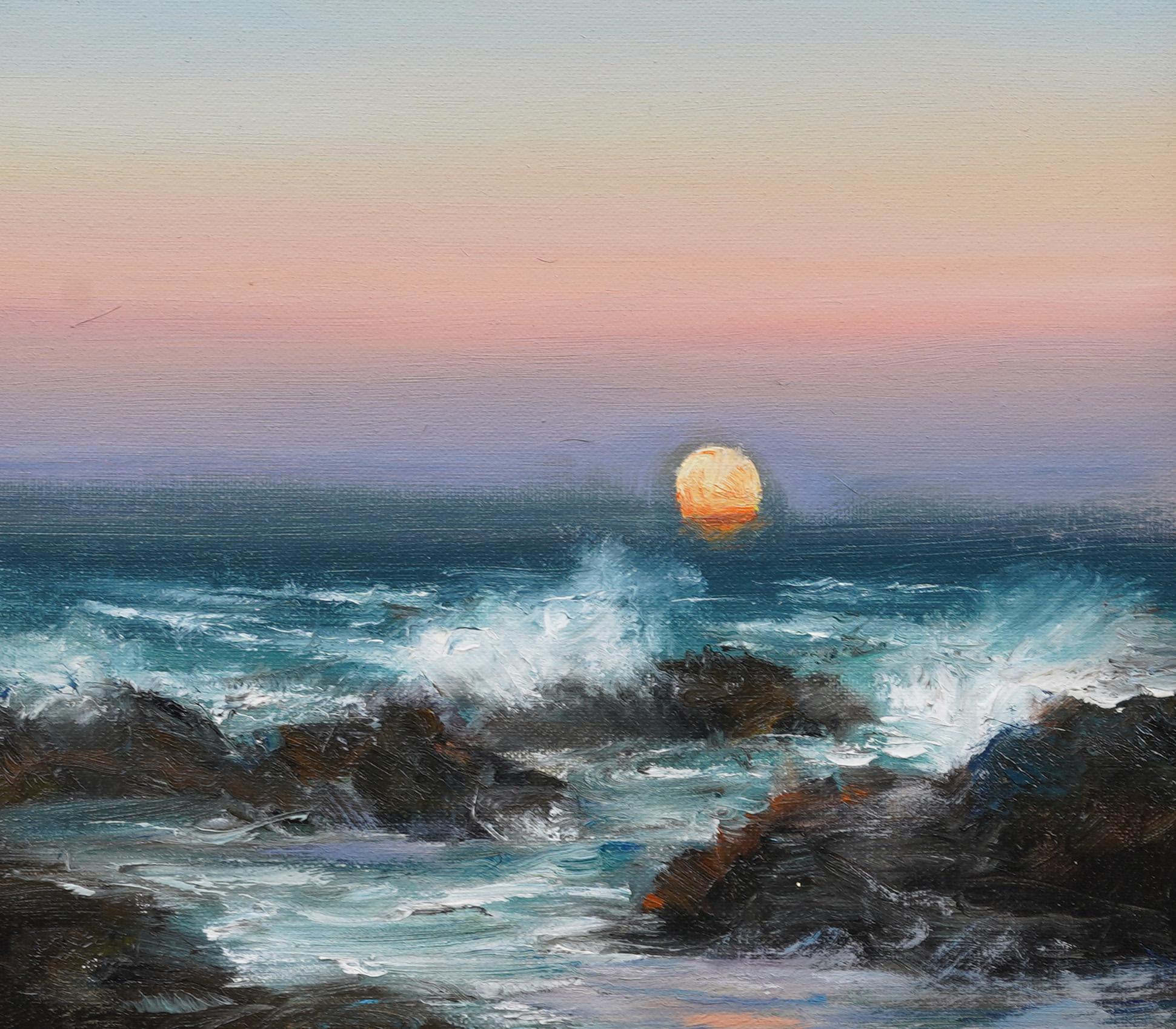 Scena di spiaggia impressionista ben dipinta da Dennis Sheehan (nato nel 1950).  Olio su tela.  Firmato.  Incorniciato.