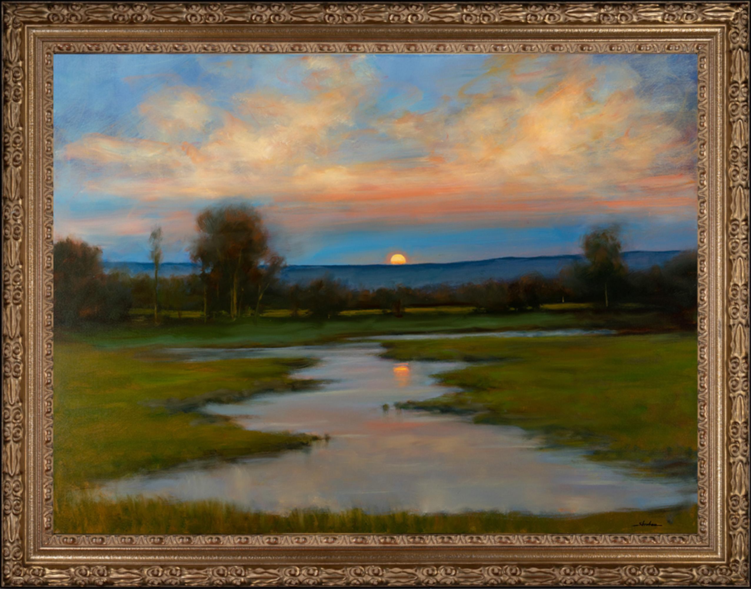 Dennis Sheehan Landscape Painting - "Tranquility at Sunset" Realistic Oil Painting Landscape at Sunset