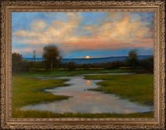 "Tranquility at Sunset" Realistic Oil Painting Landscape at Sunset