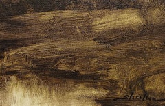 "Senza titolo" Dennis Sheehan, Drammatico paesaggio forestale, riflessi nello stagno