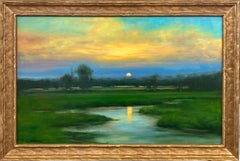 "Wandering Stream" Traditional Landscape Oil on Canvas Painting with Frame