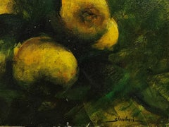 "Yellow Splendor" Dennis Sheehan, Ripe Fruit, Tonalist Still Life, Nature