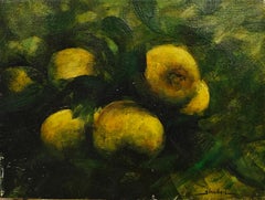 "Yellow Splendor" Dennis Sheehan, Ripe Fruit, Tonalist Still Life, Nature