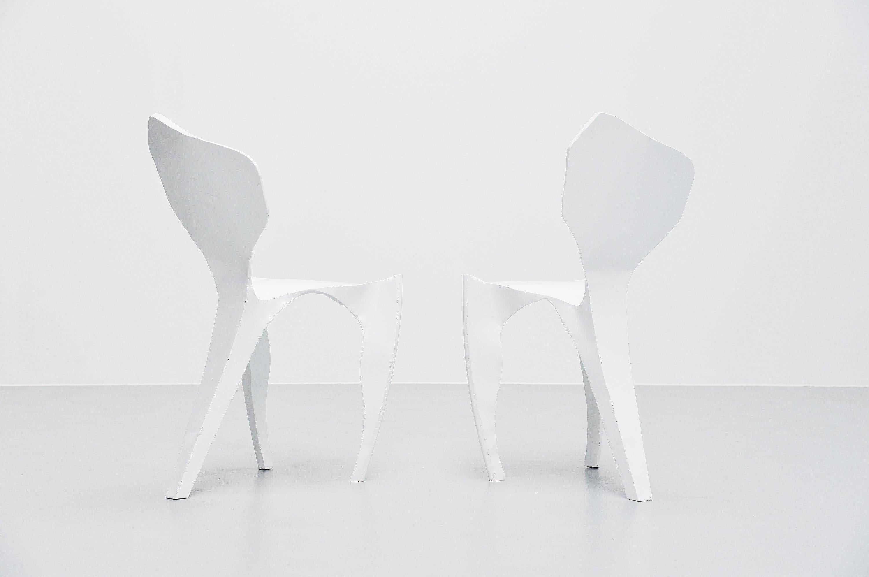 Post-Modern Dennis Slootweg White Metal Ghost Chair, Holland, 1998