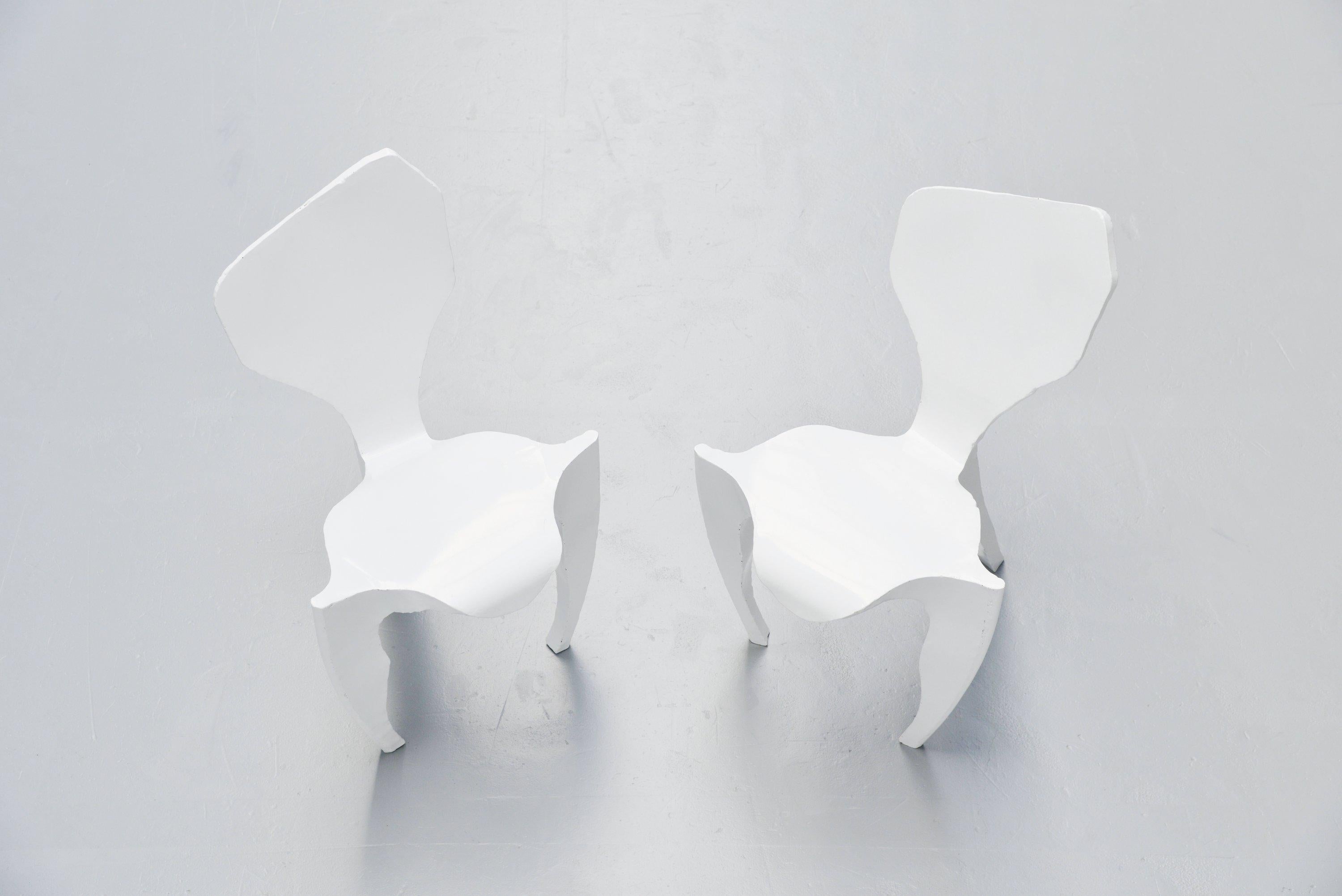 Dutch Dennis Slootweg White Metal Ghost Chair, Holland, 1998
