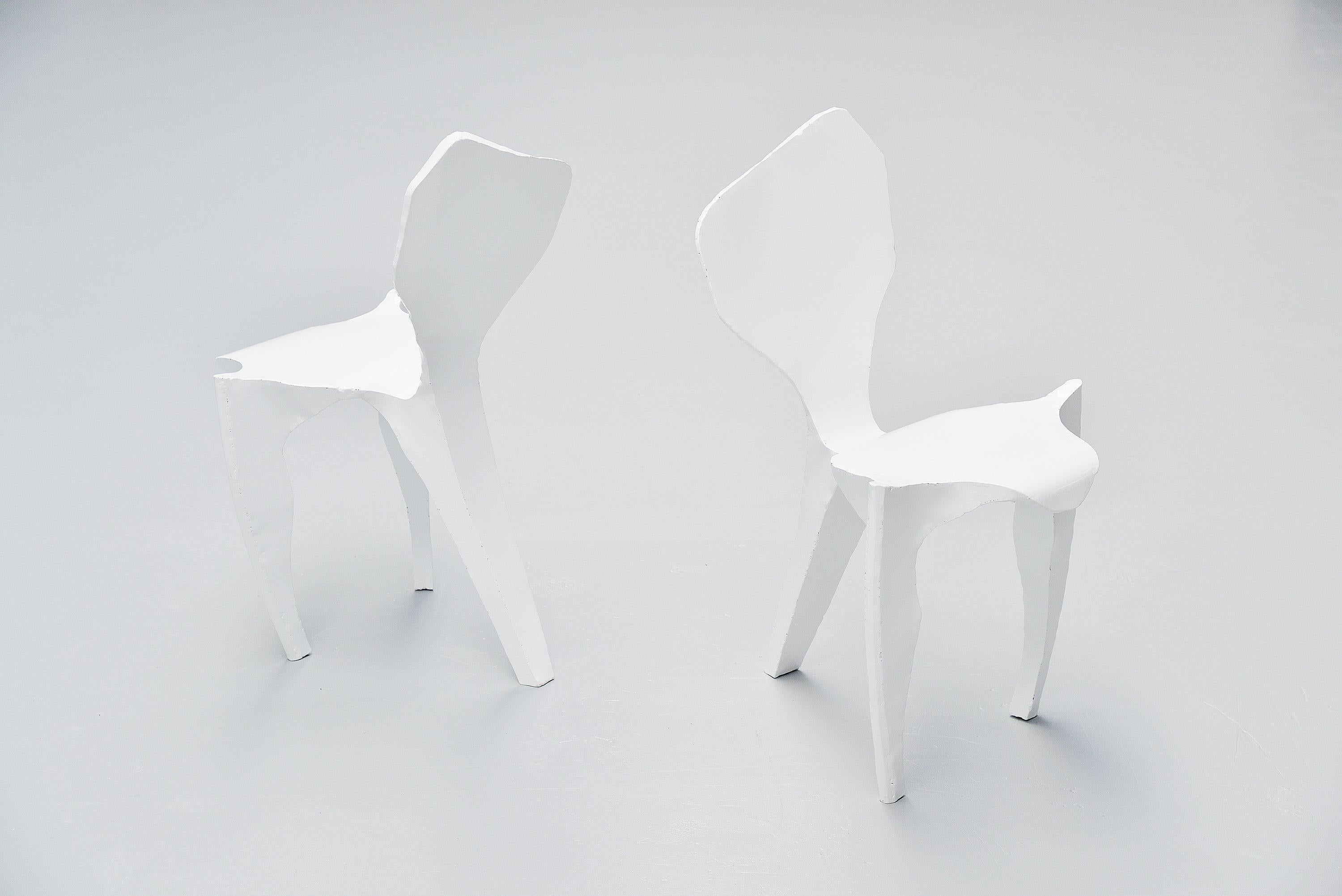 Cold-Painted Dennis Slootweg White Metal Ghost Chair, Holland, 1998