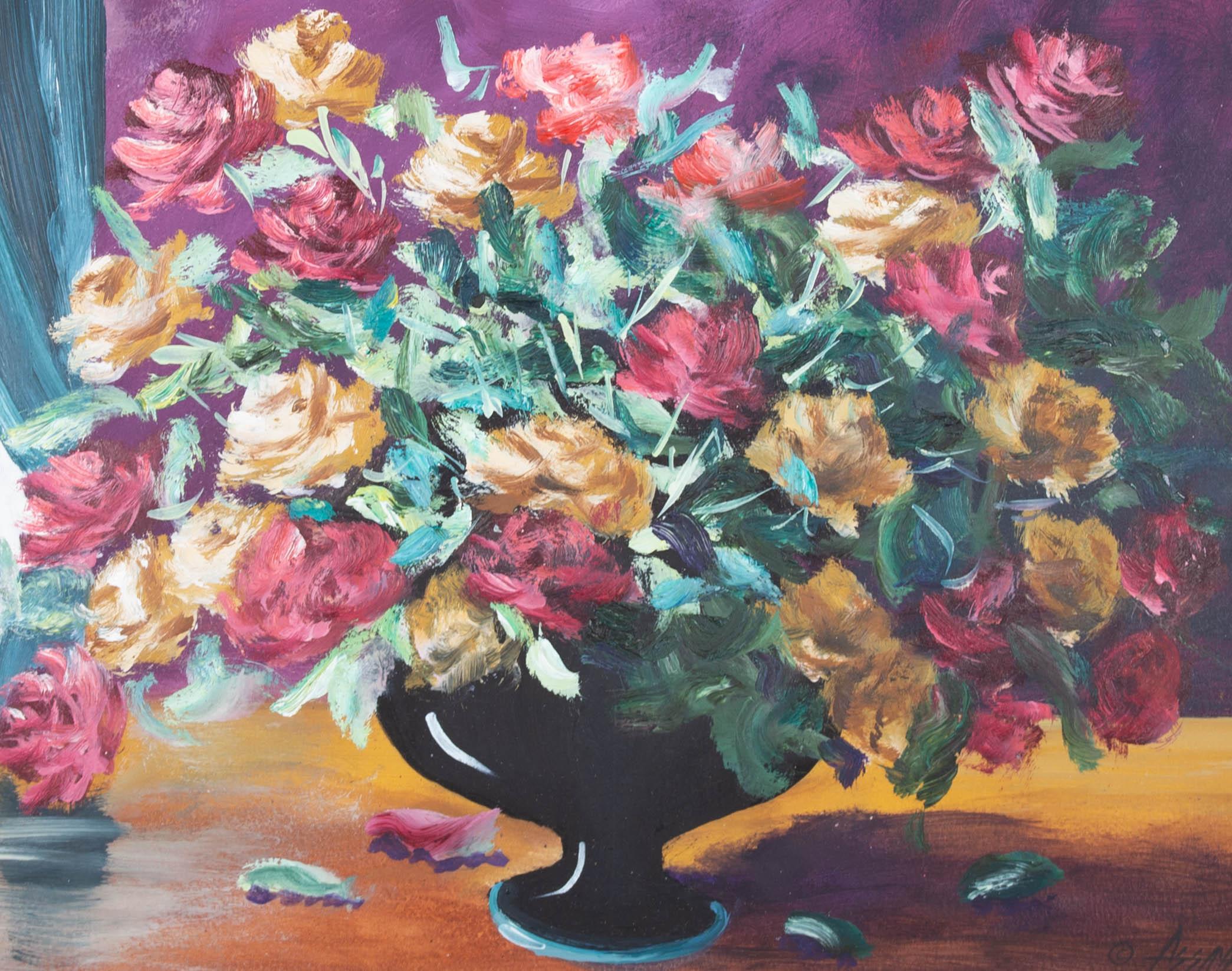 Dennis Stephan Assayac (b.1955) - Contemporary Oil, Vibrant Blooms For Sale 1