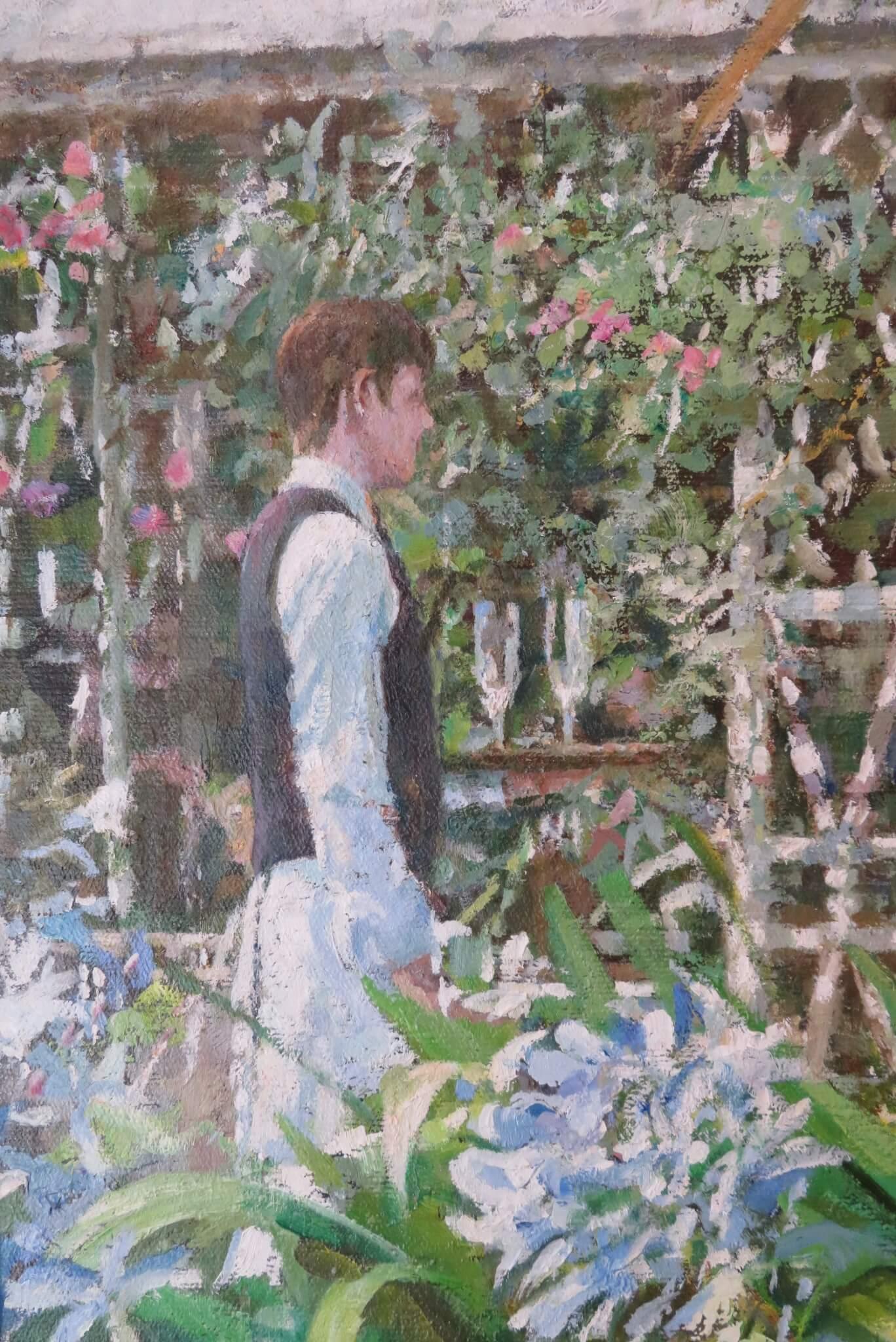 GRANDE SCENA DI CAFFÈ ITALIANO Pittura ad olio originale impressionista DI Dennis Syrett ROI in vendita 6