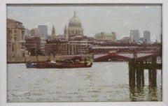 Dennis Syrett ROI (1932-) Impressionist SIGNED Oil Painting LONDON River Thames