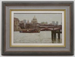 Dennis Syrett ROI  (1932-) Impressionist SIGNED Oil Painting LONDON River Thames