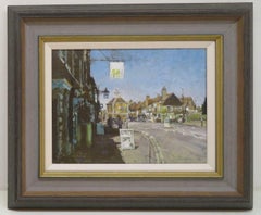 DENNIS SYRETT ROI (1934-) ENGLISH Impressionist Oil Painting AMERSHAM STREET