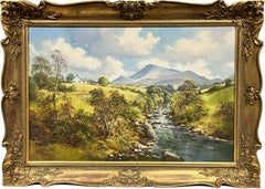 Vintage The Mourne Mountains County Down Ireland Large Landscape Oil Painting, signed