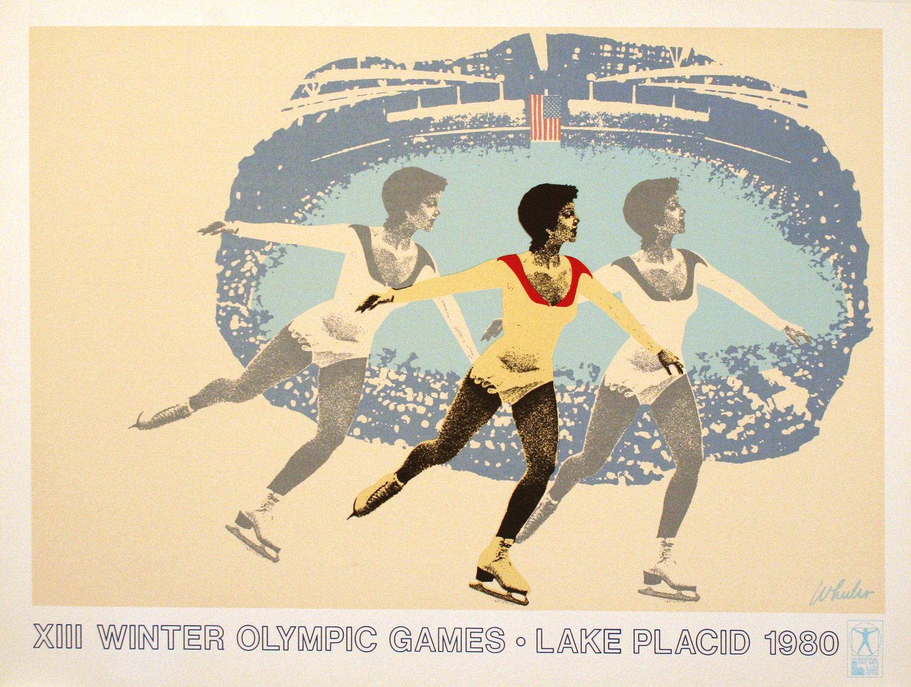 Pattinatrice di figura delle Olimpiadi invernali di Lake Placid 1980 - Linda Frattiano Originale - Print di Dennis Wheeler
