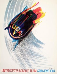 Original 1984 Winter Olympics Bobsled Poster for the United States Team