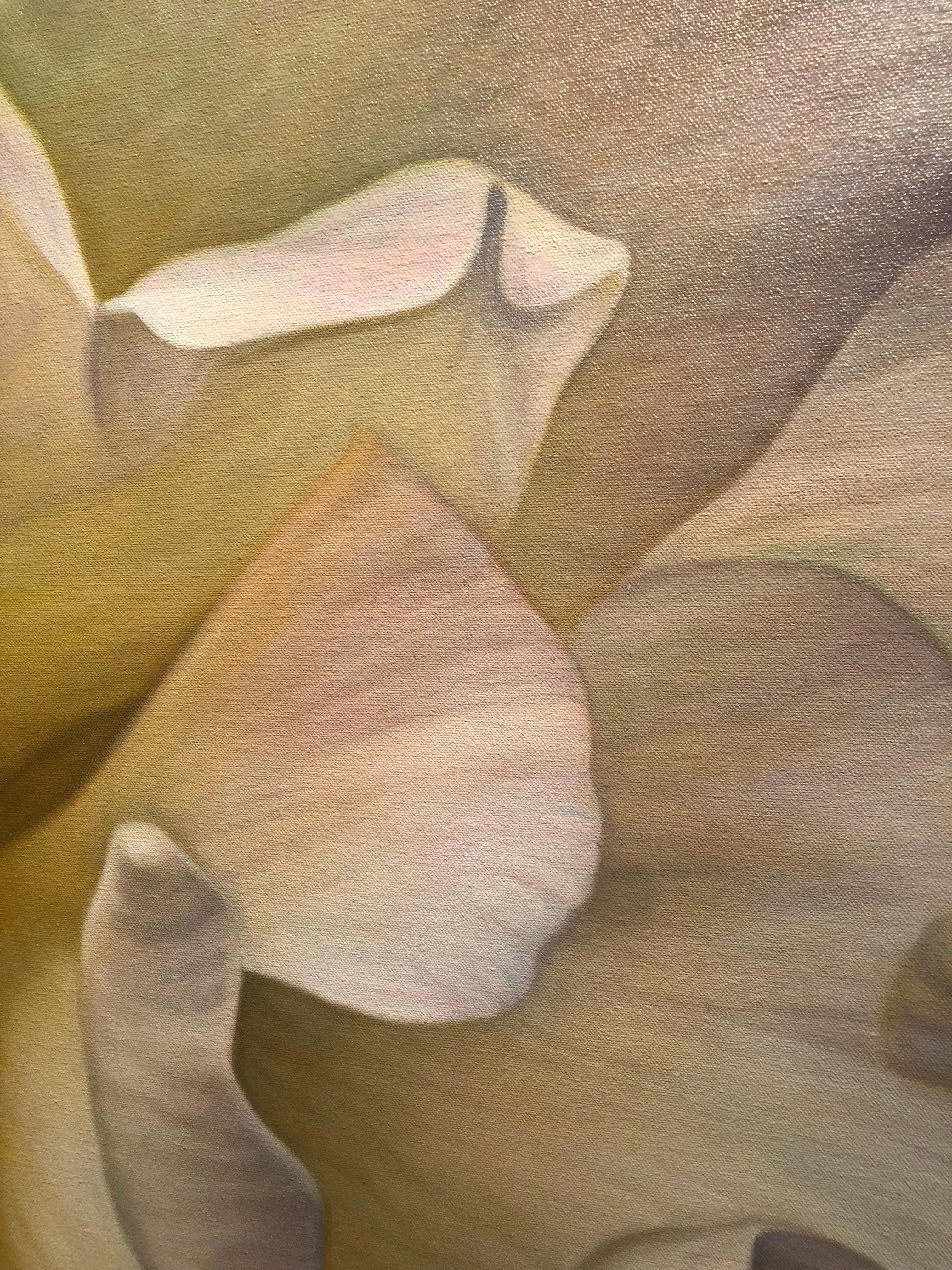 Flower Series #25 - Original Oil on Canvas - Beige Figurative Painting by Dennis Wojtkiewicz