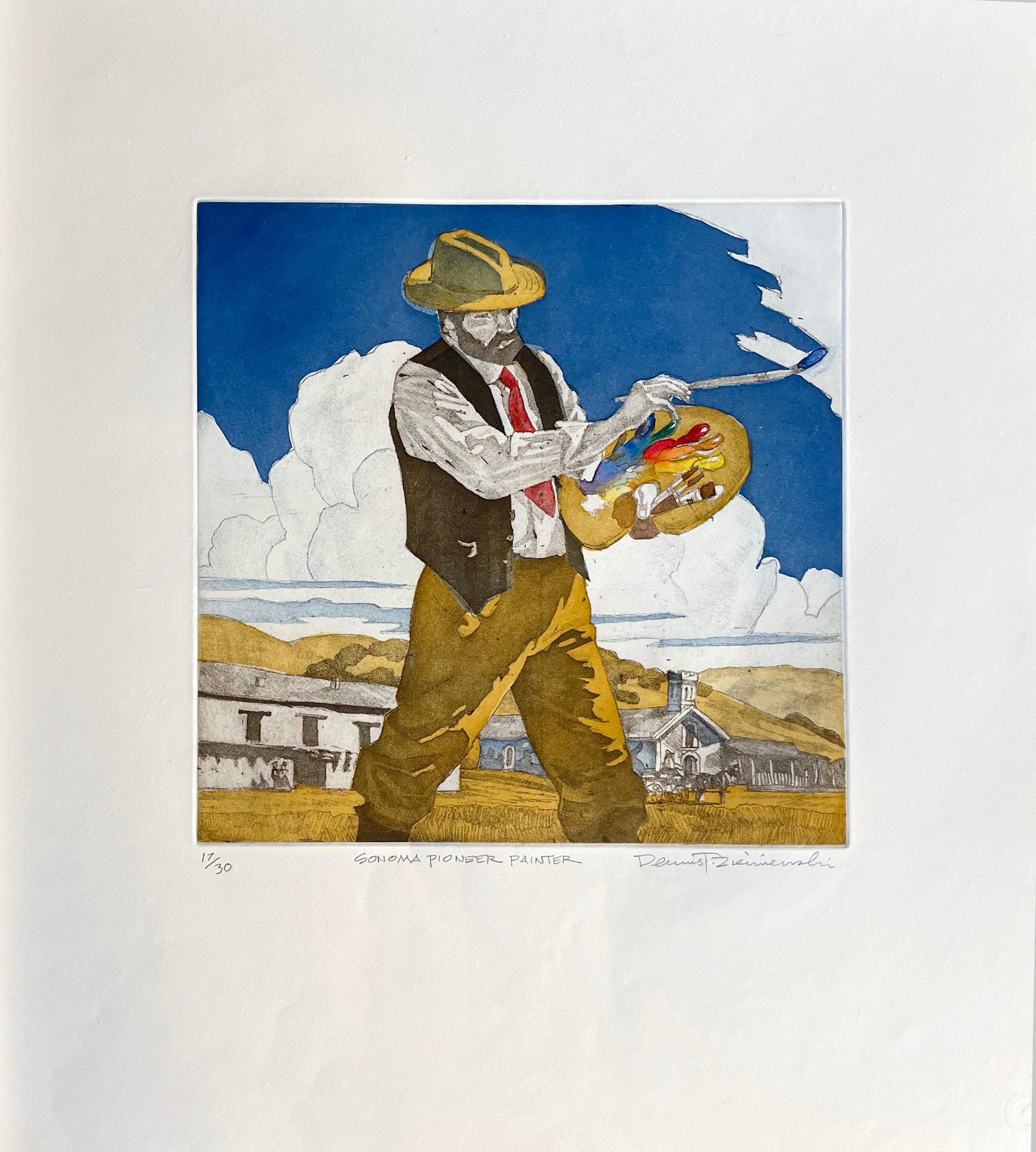 Sonoma Pioneer Painter - Contemporary Print by Dennis Ziemienski