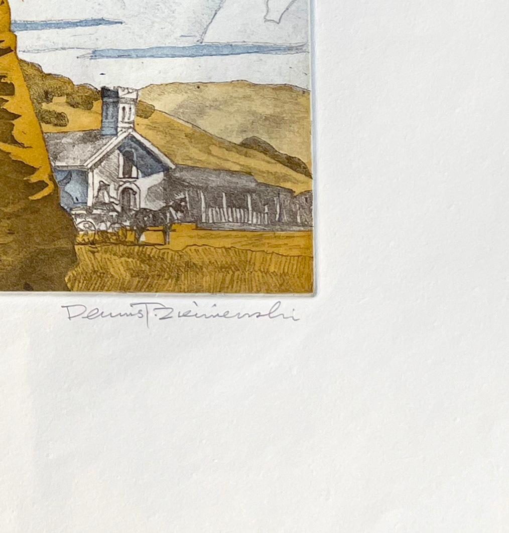 Sonoma Pioneer Painter - Beige Landscape Print by Dennis Ziemienski
