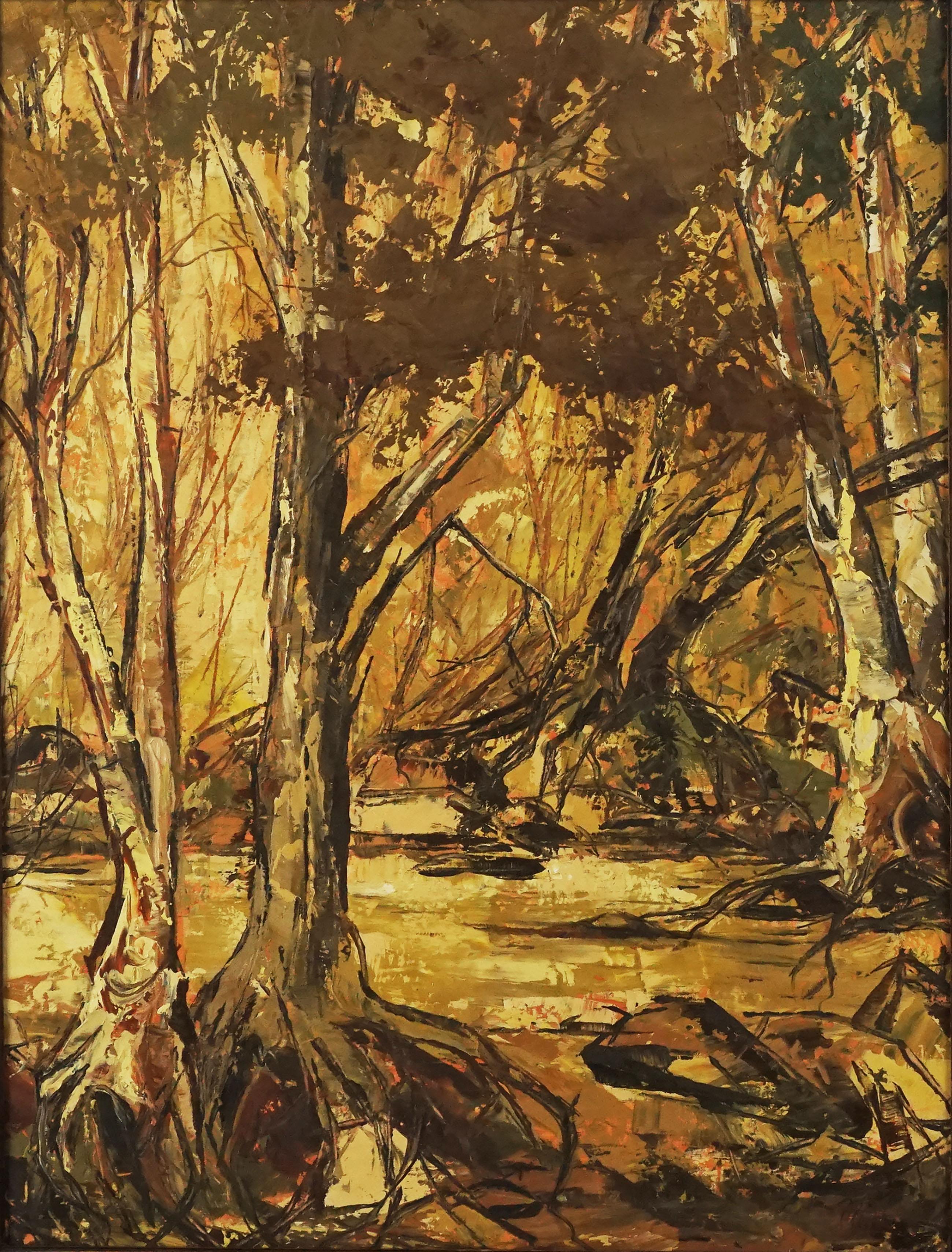 Mid Century Saratoga Creek Tonalist Landscape - Painting by Dennise Meier