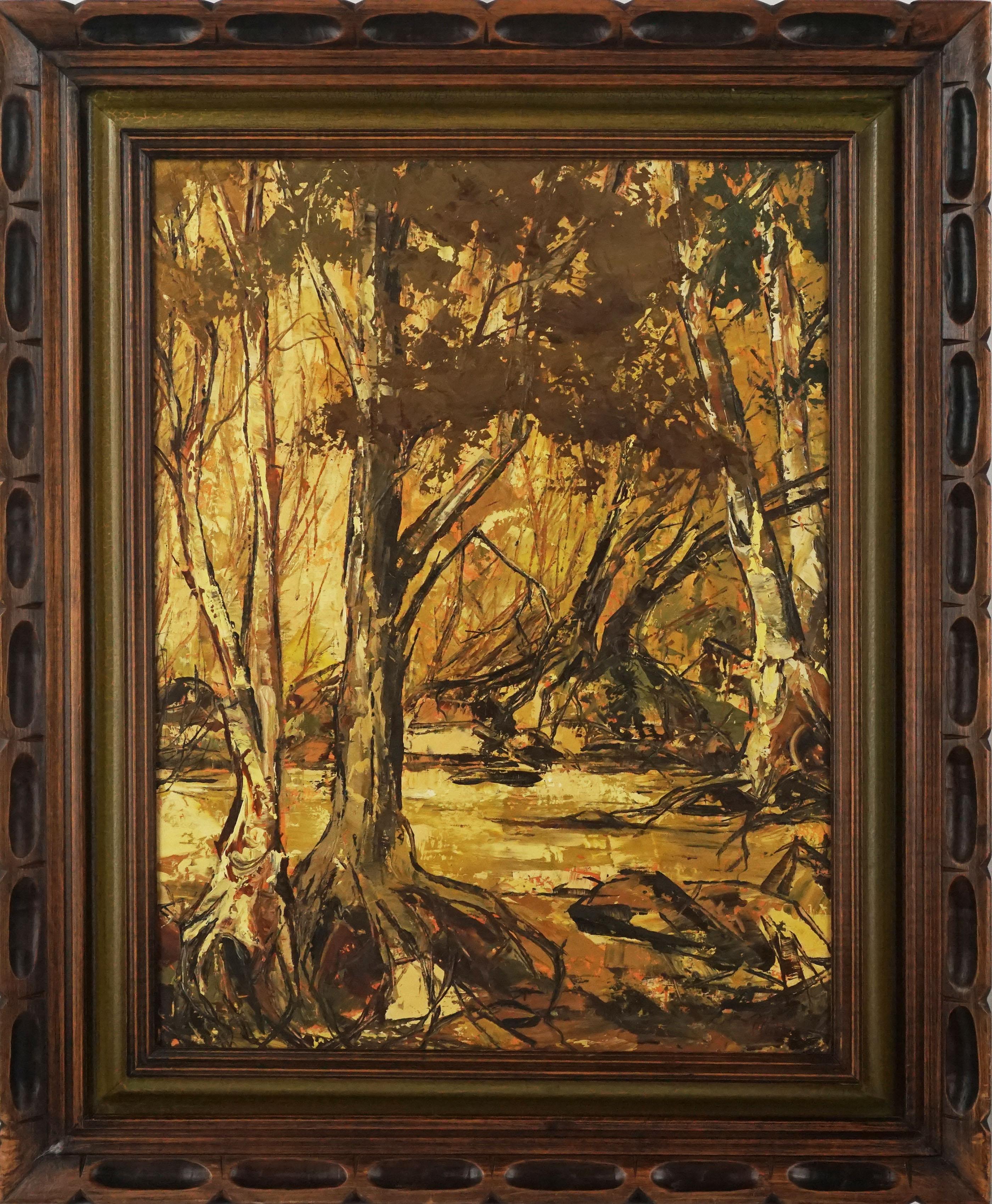 Dennise Meier Landscape Painting - Mid Century Saratoga Creek Tonalist Landscape