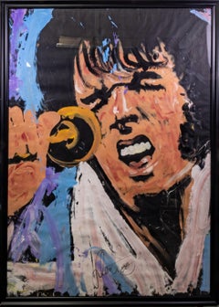 Denny Dent, Elvis Original Oil Painting on Paper, Signed, 1988, 72x51 Inches