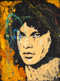 Denny Dent Jim Morrison Large 4' Yellow and Orange Portrait