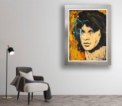 Denny Dent Jim Morrison Large 4' Yellow and Orange Portrait
