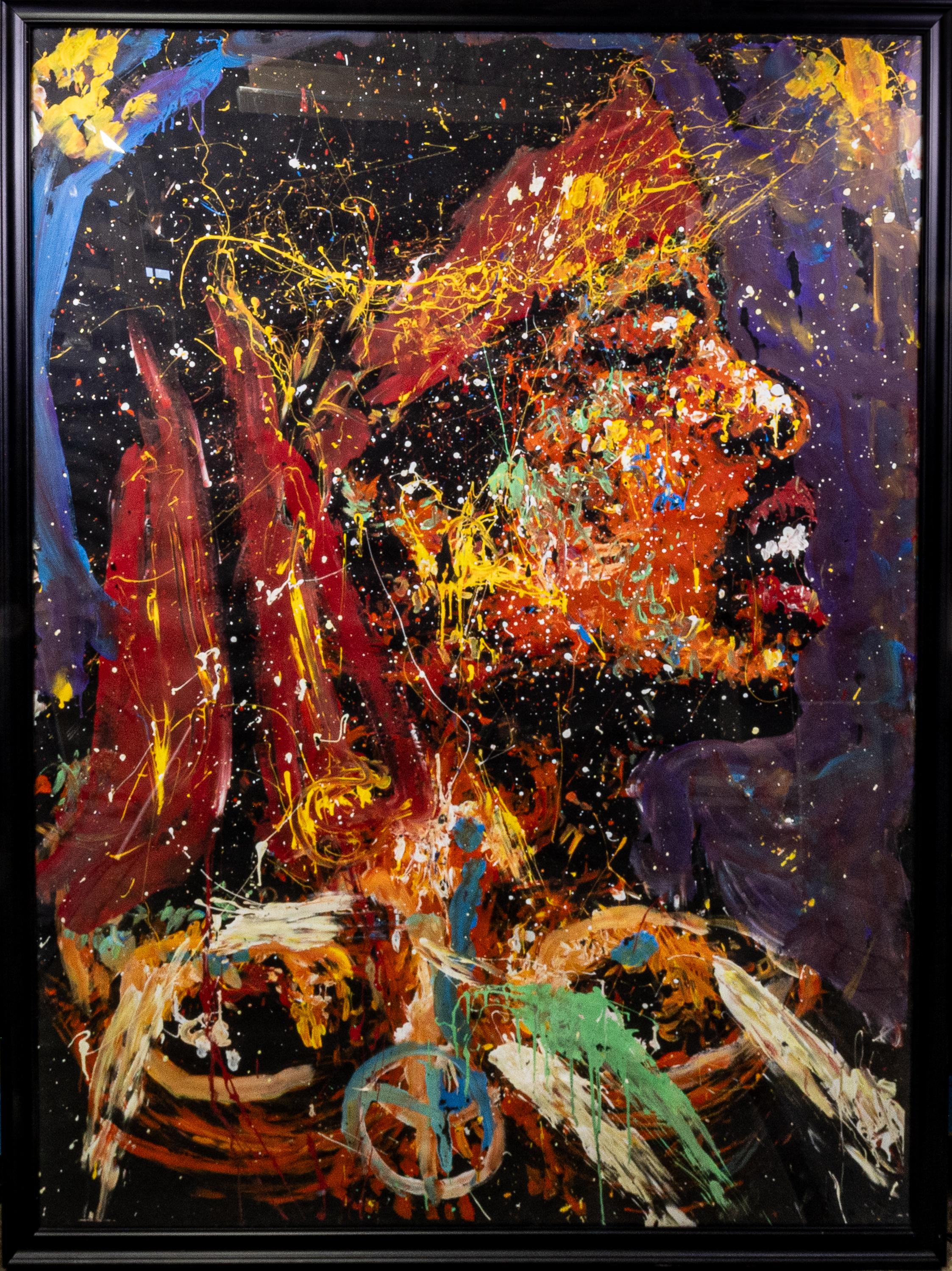 Denny Dent Reverse Hendrix Large 69” Original Painting
