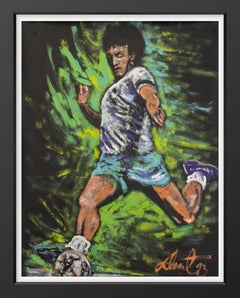 Denny Dent Soccer Player Signed 69.5 Inch Original Painting
