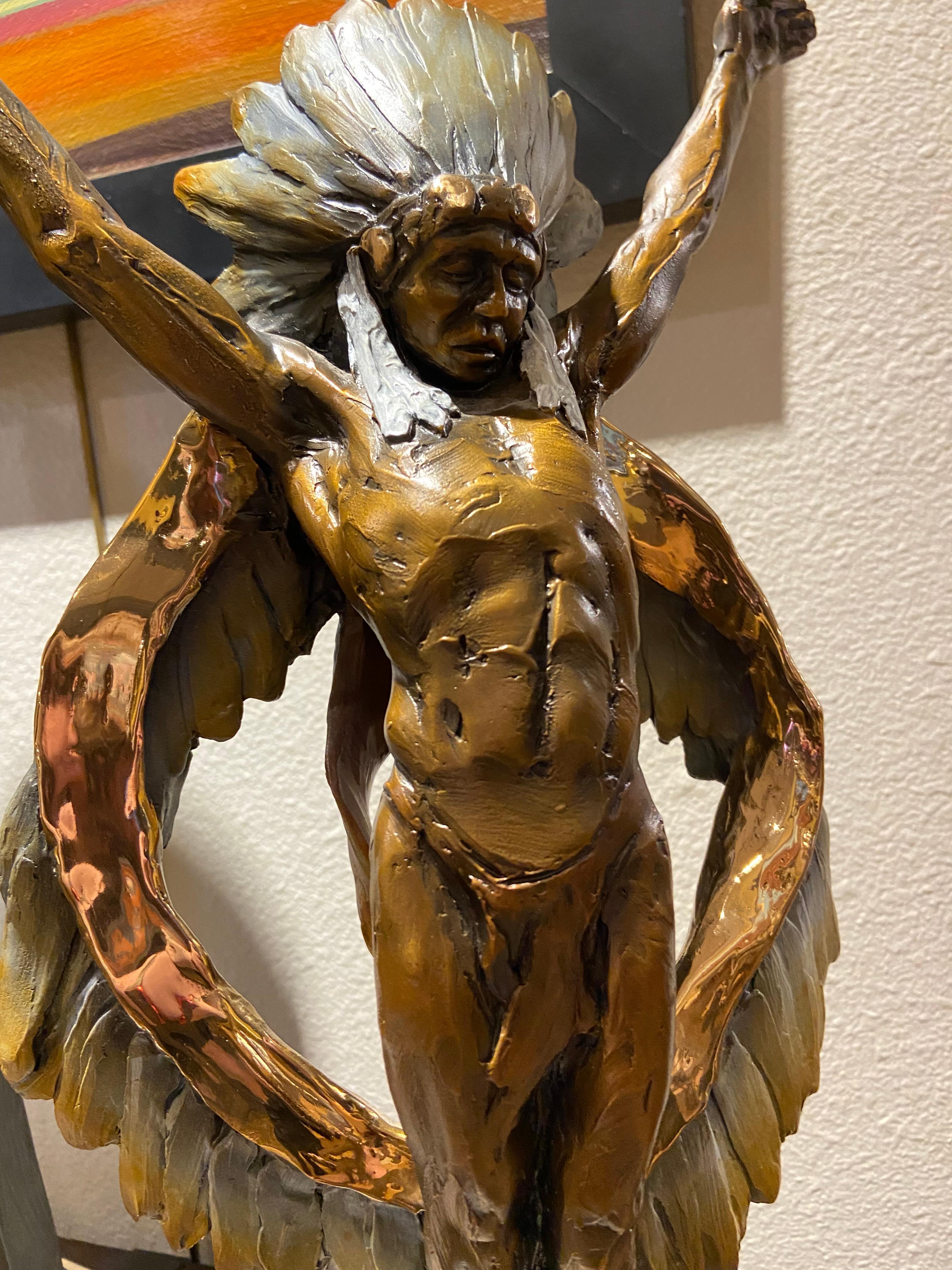 Committed - Gold Figurative Sculpture by Denny Haskew