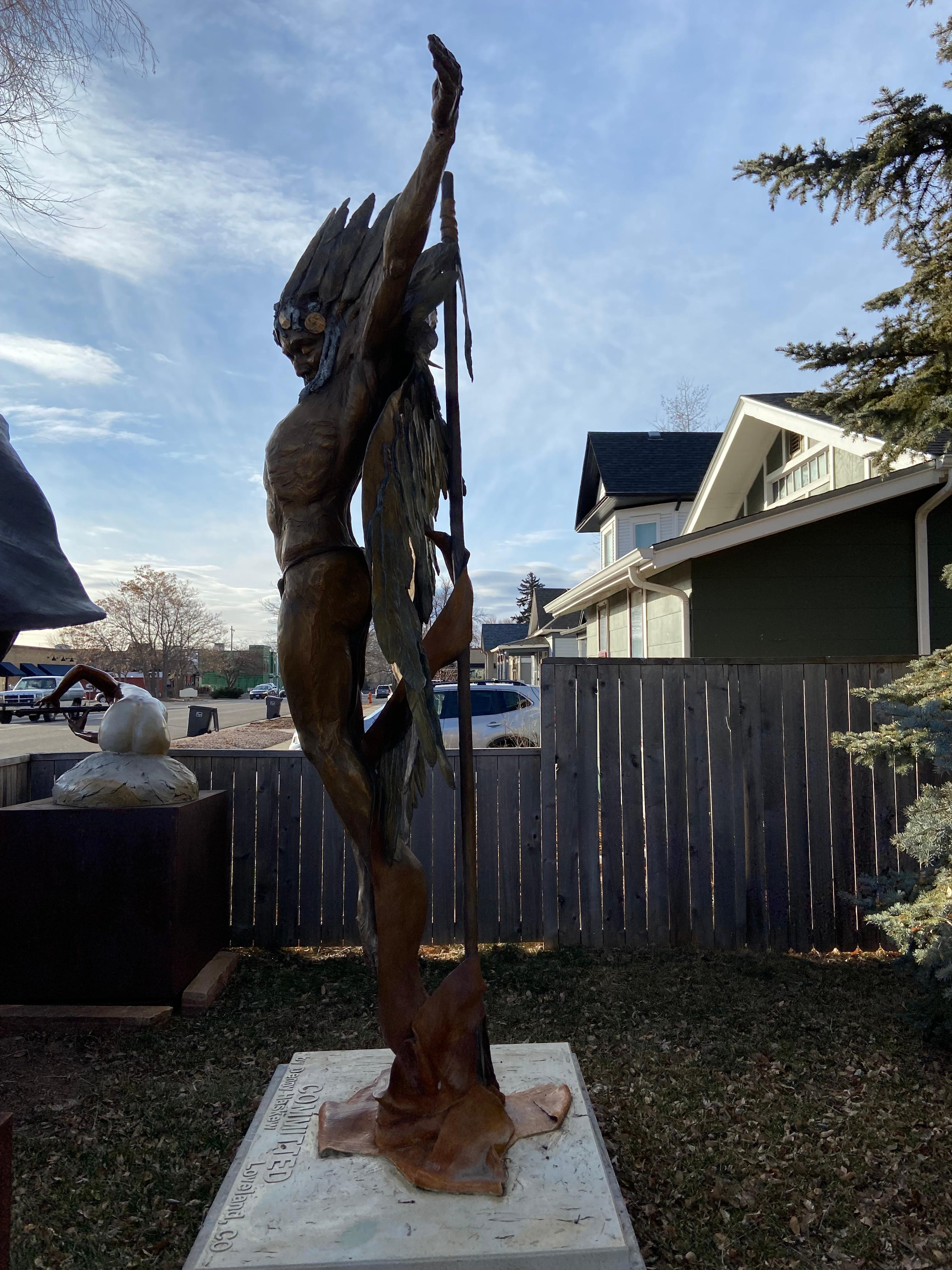 Committed, 11-ft tall bronze sculpture - Contemporary Sculpture by Denny Haskew