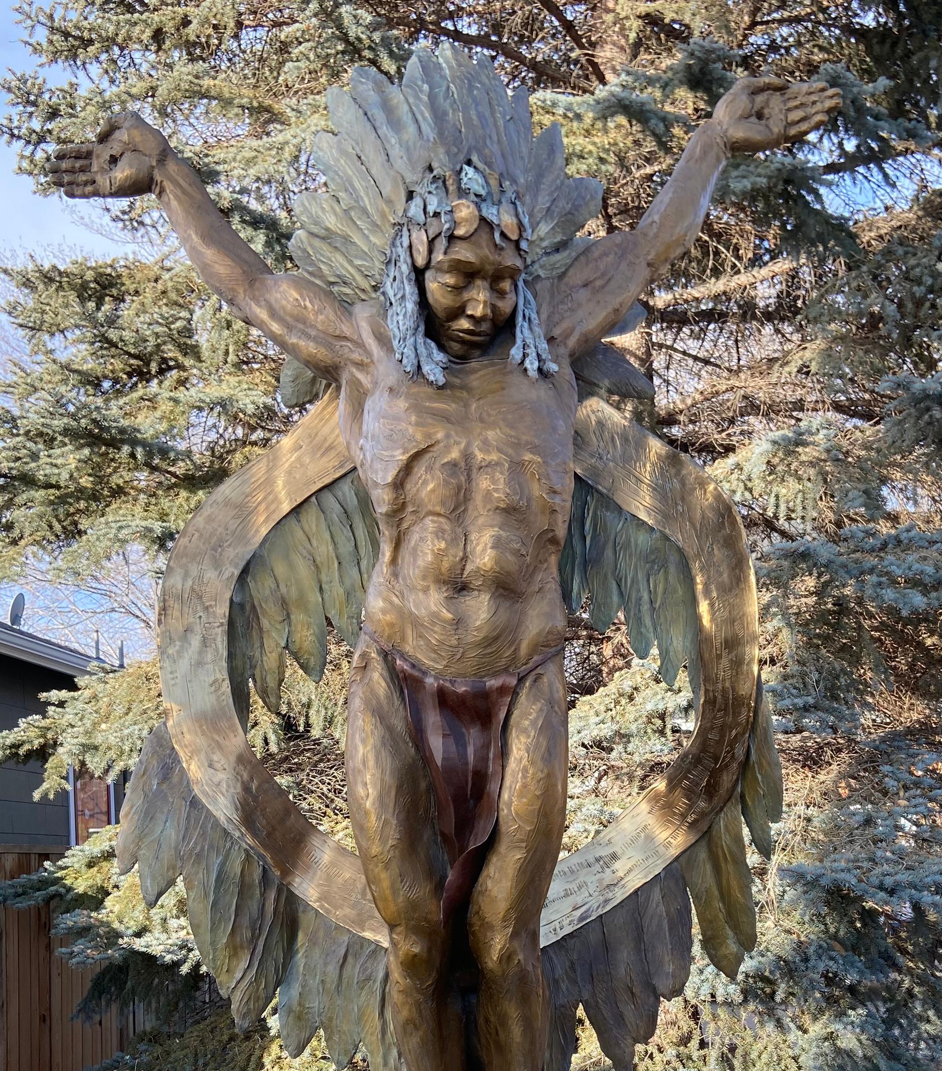 Committed, 11-ft tall bronze sculpture - Sculpture by Denny Haskew
