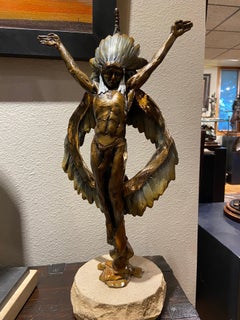 Studio impegnato, scultura in bronzo alta 20".