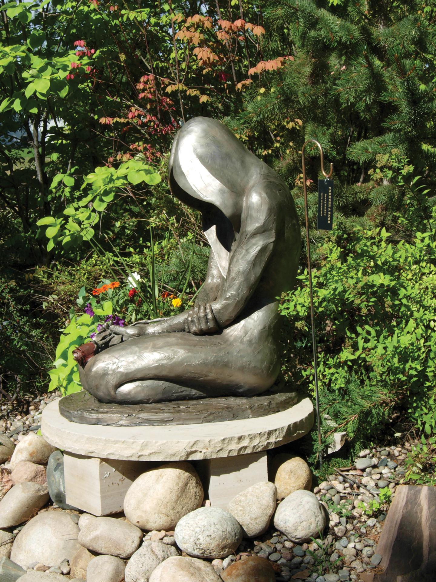 Denny Haskew Figurative Sculpture - Forever A Rose 37" high bronze