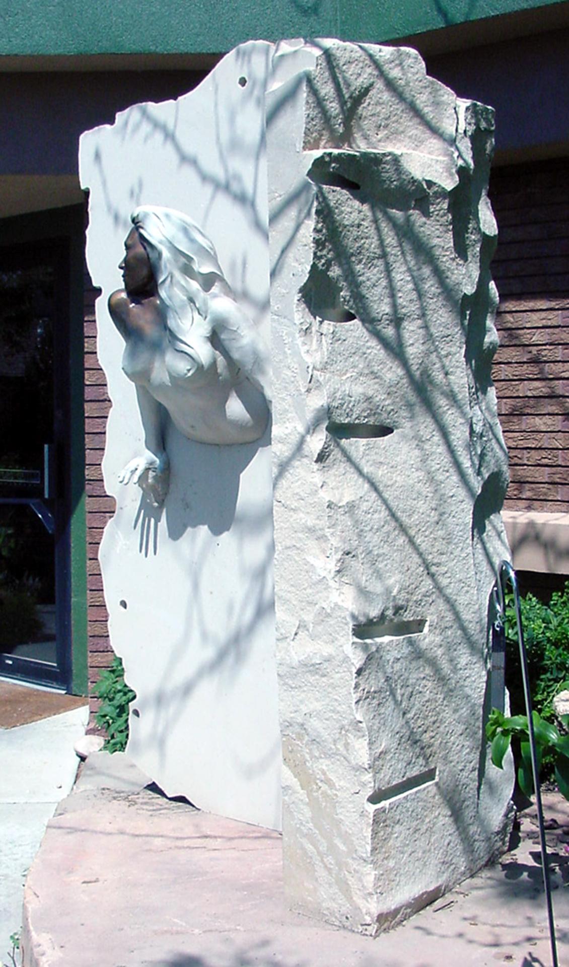 Remembering Who I Am, lifesize bronze high relief - Contemporary Sculpture by Denny Haskew