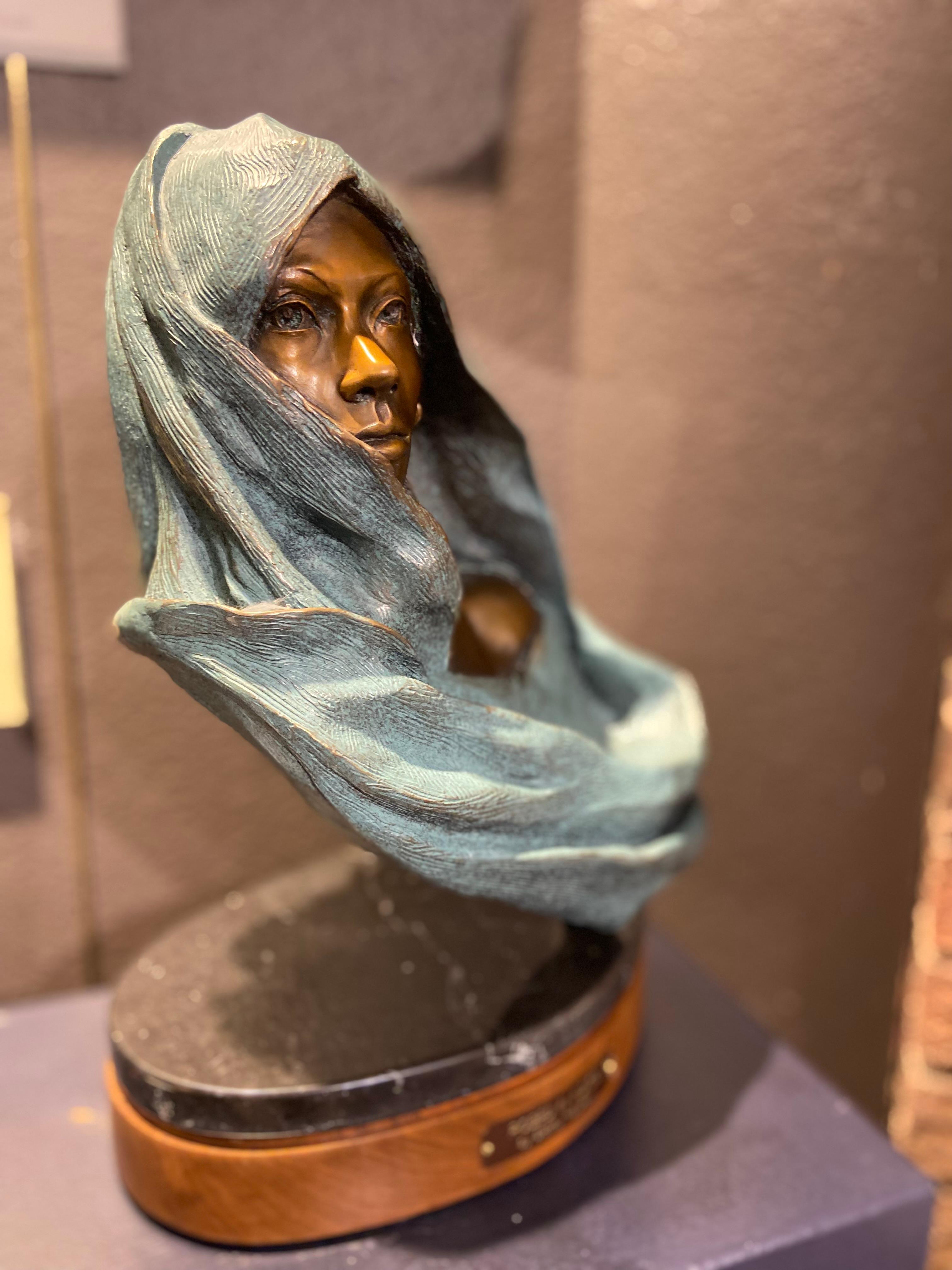 Robed in Indigo - Sculpture by Denny Haskew