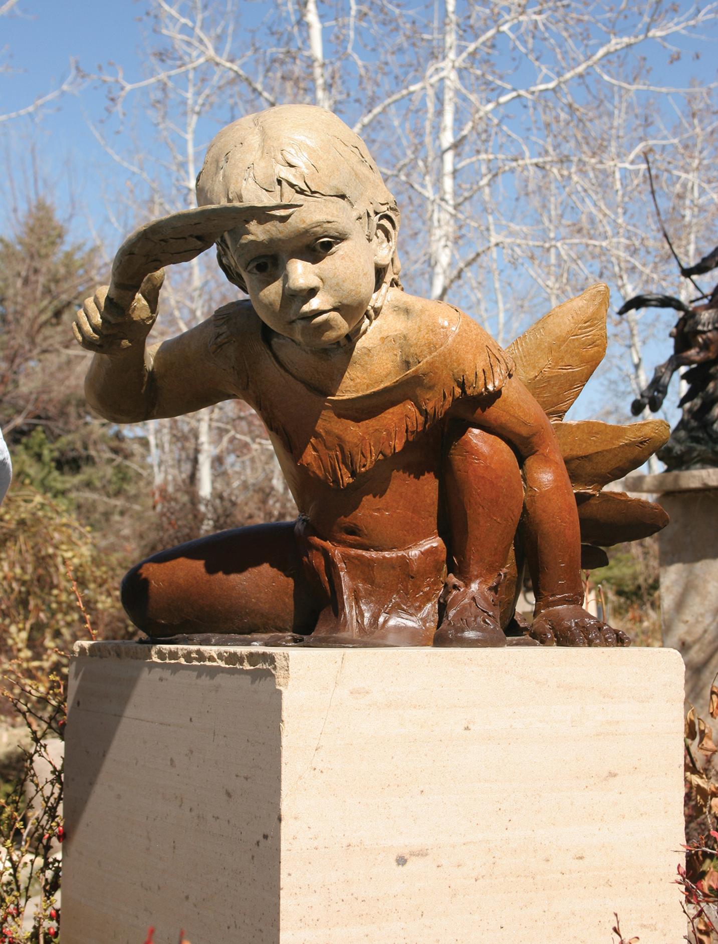 Start of the Dance by Denny Haskew
Figurative Bronze of a young Native American Boy at Pow Wow
21x22x30